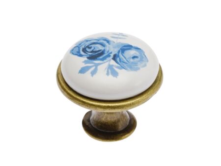 Buton GP 0728 J4 A 04 portelan alama antichizata floare albastra