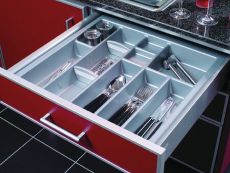 556.74.595 Suport tacamuri model Linea pentru sertare Hafele Matrix Box P latime front 800 mm Argintiu