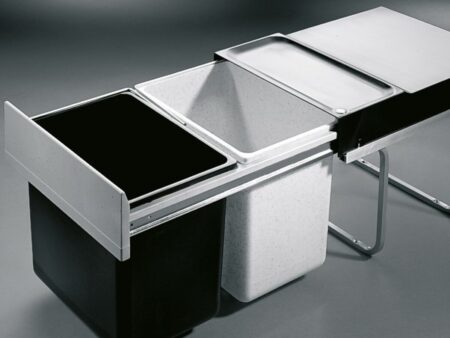 Cos gunoi selectiv 2x18l cu capac NegruAlb 3640001 3