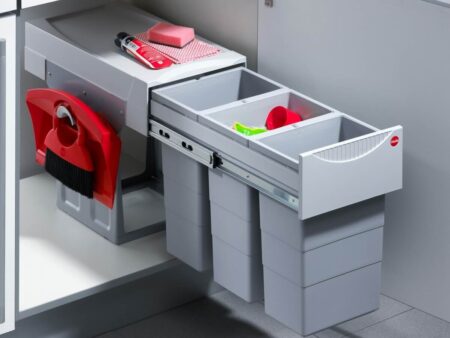 Cos gunoi selectiv 3x10L cu capac Gri 3666831 1