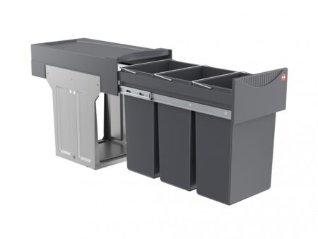 Cos gunoi selectiv 3x10L cu capac Gri inchis 3666131 2